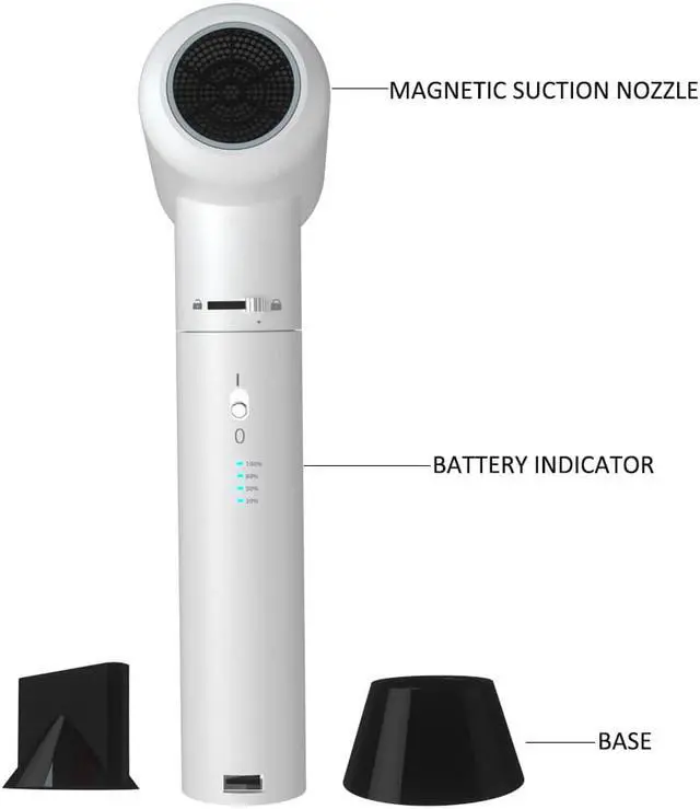 Alt view image 3 of 7 - Wireless Hair Dryer with 600Watt USB Output Blower and Battery Split Design Rechargeable Hair Blower 12 Gears Air Speed Temperature Modes Adjustment Suitable for Outdoor Travel Holiday Home Profession