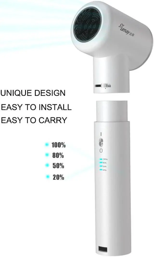 Alt view image 4 of 7 - Wireless Hair Dryer with 600Watt USB Output Blower and Battery Split Design Rechargeable Hair Blower 12 Gears Air Speed Temperature Modes Adjustment Suitable for Outdoor Travel Holiday Home Profession