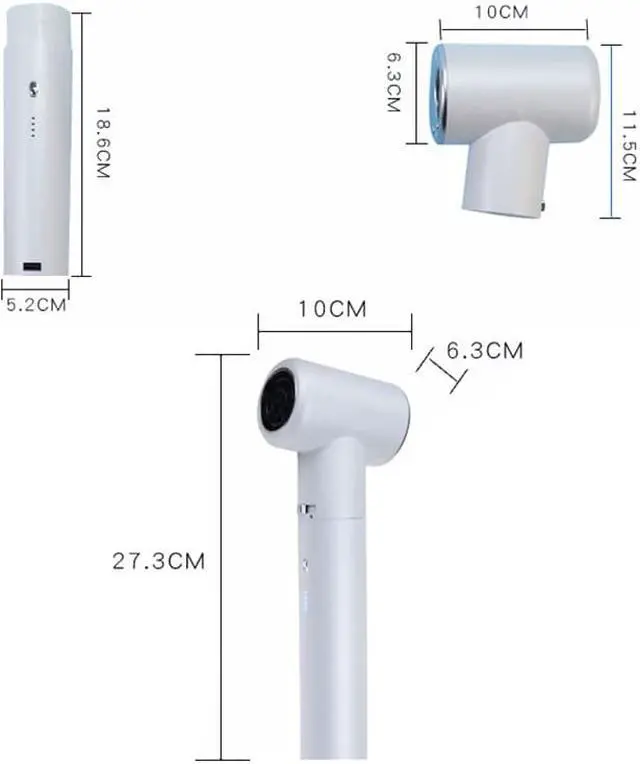 Alt view image 7 of 7 - Wireless Hair Dryer with 600Watt USB Output Blower and Battery Split Design Rechargeable Hair Blower 12 Gears Air Speed Temperature Modes Adjustment Suitable for Outdoor Travel Holiday Home Profession