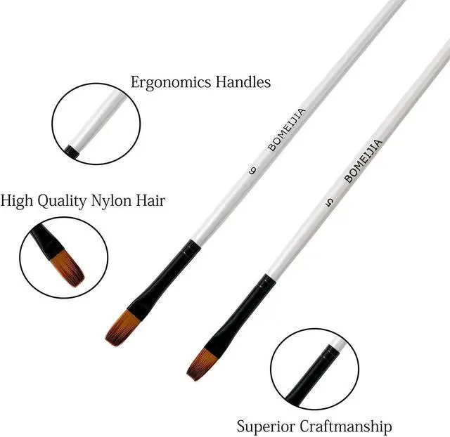 Alt view image 4 of 6 - Flat Paint Brush Set for Acrylic Watercolor & Oil Painting,12pcs | Flat Paint Brush Set, Art Painting Brushes for Acrylic, Watercolor, Oil, Gouache, Craft, Detail, Face Body Painting