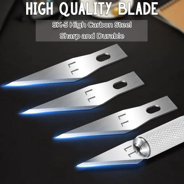 Alt view image 3 of 7 - JETMORE 100 Pack Exacto Knife Blades, Hobby Knife Blades for Carving & DIY