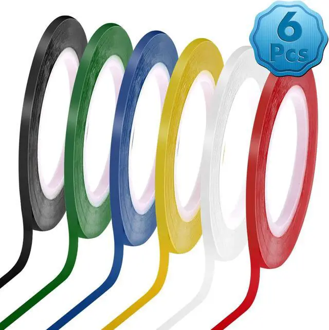 Main image of cridoz 6 Rolls 1/8 Whiteboard Tape Thin White Board Tape Lines Pinstripe Dry Erase Art Tape Graphic Chart Grid Electrical Tape, 108 Feet Per Roll