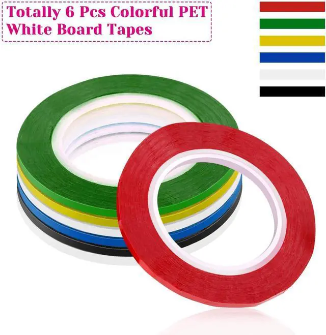 Alt view image 2 of 7 - cridoz 6 Rolls 1/8 Whiteboard Tape Thin White Board Tape Lines Pinstripe Dry Erase Art Tape Graphic Chart Grid Electrical Tape, 108 Feet Per Roll