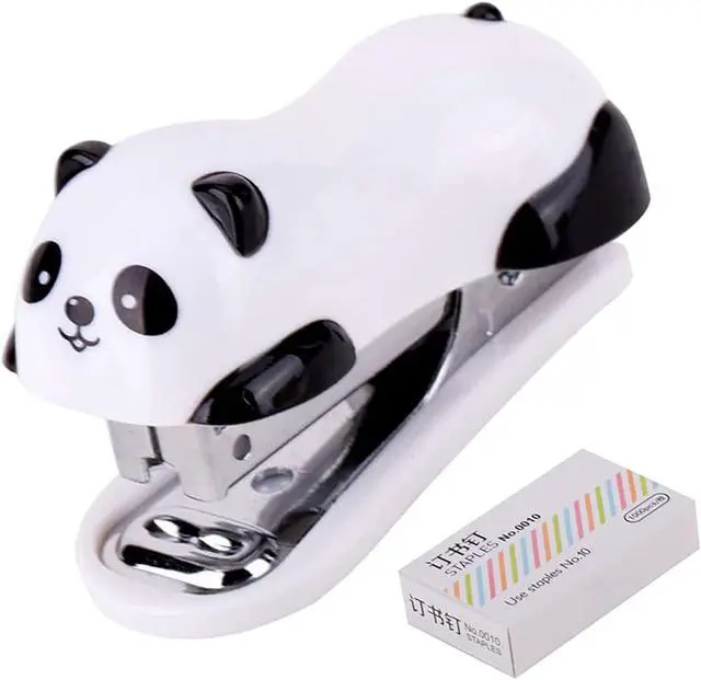 Main image of 1 Pack Mini Panda Desktop Stapler for 10 Sheets Capacity with 1000 Pcs No.10 Staples for Paper Clips Staplers for Desk for Friends and Children(Panda)