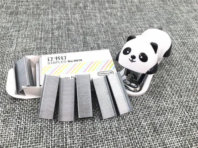 Alt view image 6 of 6 - 1 Pack Mini Panda Desktop Stapler for 10 Sheets Capacity with 1000 Pcs No.10 Staples for Paper Clips Staplers for Desk for Friends and Children(Panda)