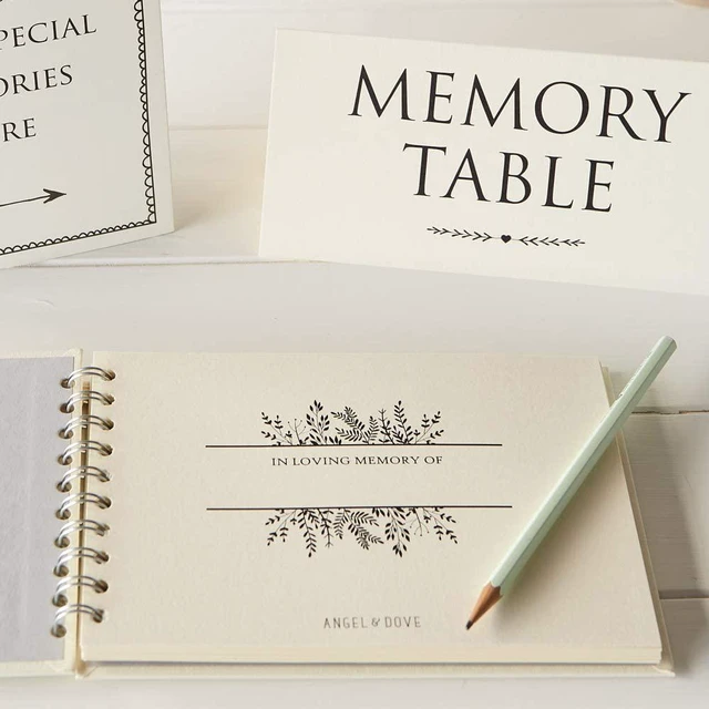 Alt view image 3 of 7 - ANGEL & DOVE Luxury A5 Ivory Memory Book & 2 Sign Set (8" x 6") - for Funeral, Remembrance, Condolence, Celebration of Life
