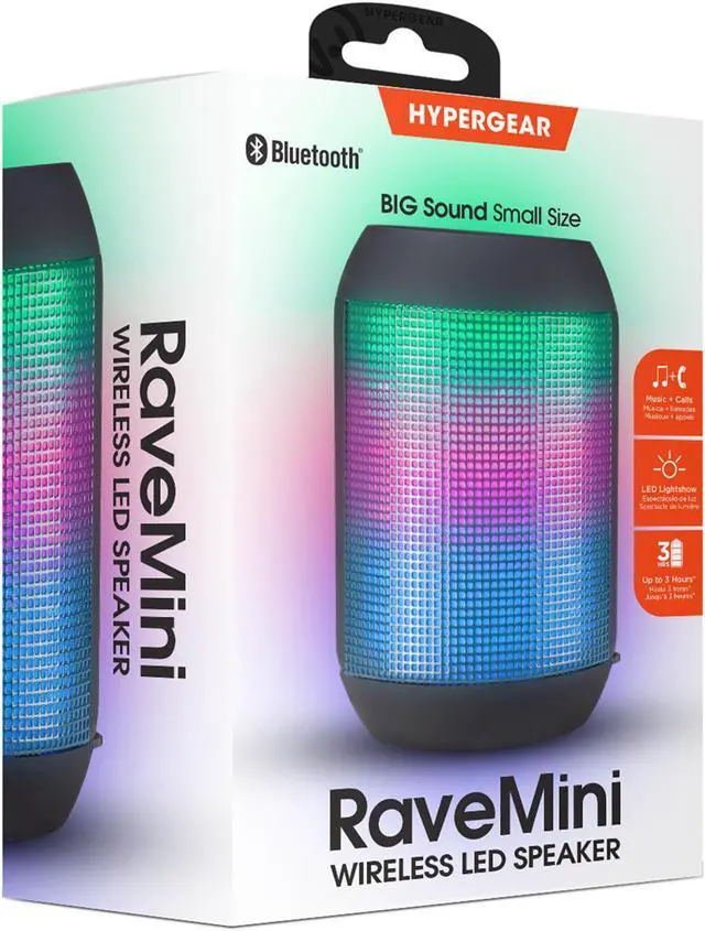 Alt view image 3 of 5 - HyperGear Rave Mini Wireless LED Speaker - Black