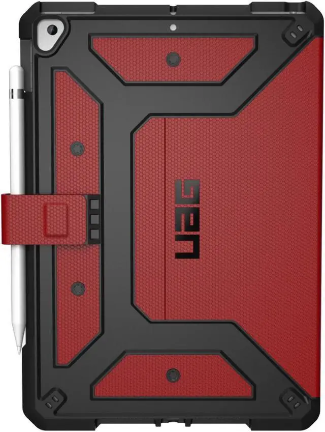 Alt view image 10 of 11 - UAG iPad 10.2-inch (9th Gen, 2021),(8th Gen, 2020) & (7th Gen, 2019) Case, Metropolis Rugged Heavy Duty Protective Cover Multi-Angle Viewing Folio Stand with Pencil Holder, Magma
