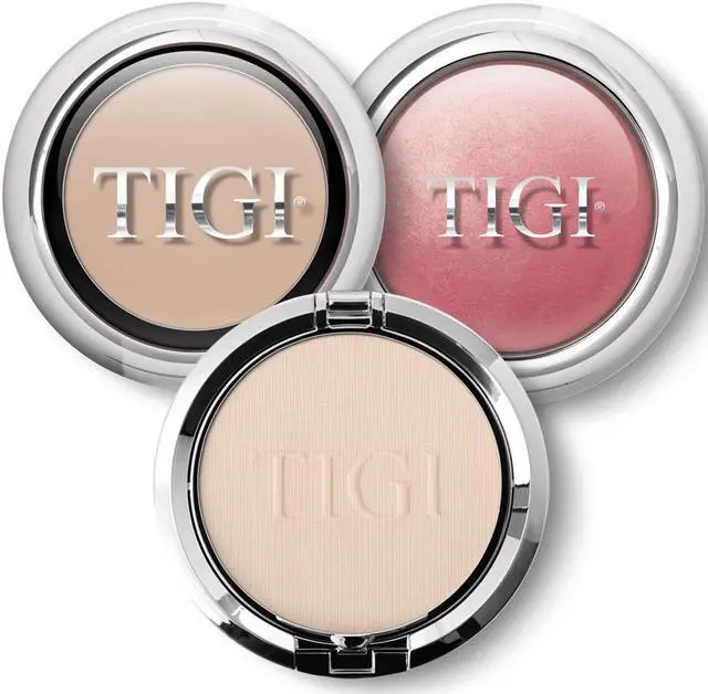 Main image of TIGI Cosmetics Crème Concealer Light, Powder Foundation Pure and Glow Blush Brilliance