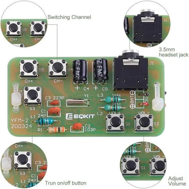 Alt view image 3 of 5 - 76-108MHz FM Stereo Radio DIY Kit Wireless FM Transmitter Module Frequency Modulation Electronics Soldering Practice Project