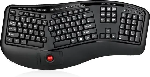 Main image of Adesso WKB-3500UB - Wireless Ergonomic Desktop Keyboard with Built-in Trackball