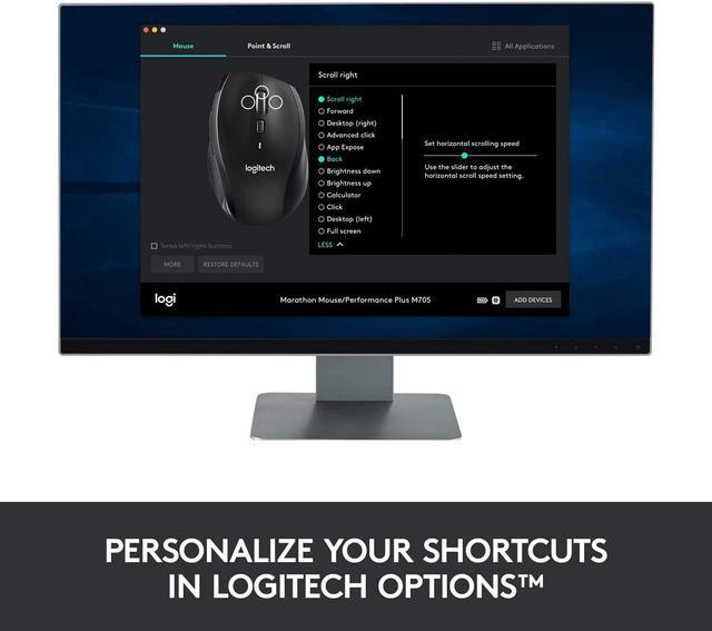  Logitech M705 Marathon Wireless Mouse, 2.4 GHz USB Unifying  Receiver, 1000 DPI, 5-Programmable Buttons, 3-Year Battery, Compatible
