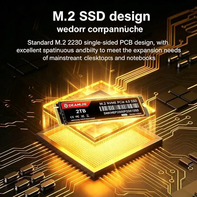 Alt view image 3 of 7 - DEAMIJIE M.2 2280, 2TB PCIe 4.0 NVMe M.2 2280,Up to 7,300 MB/s Read speeds, Up to 6,300 MB/s write speeds, Gaming Expansion, SSD 2TB PCIe 4.0 NVMe Internal Gaming Storage for PC/Laptop