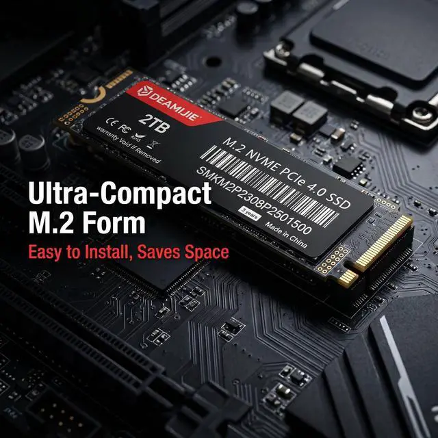 Alt view image 5 of 7 - DEAMIJIE M.2 2280, 2TB PCIe 4.0 NVMe M.2 2280,Up to 7,300 MB/s Read speeds, Up to 6,300 MB/s write speeds, Gaming Expansion, SSD 2TB PCIe 4.0 NVMe Internal Gaming Storage for PC/Laptop