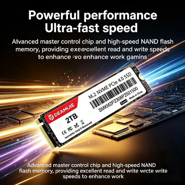 Alt view image 4 of 5 - DEAMIJIE 2TB NVME SSD-Gen4.0 PCle M.2 2280, Internal Gaming SSD Drive for PS5, PC/Laptop