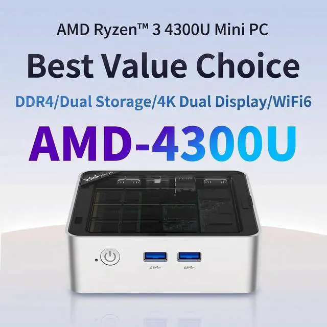 Alt view image 2 of 6 - Ryzen 4300U Mini PC, Z43 AMD R3-4300U (16G+512G) Windows 11, Multitasking, Gaming, Office, Home Use, Mini Computer, Triple Display, 4K
