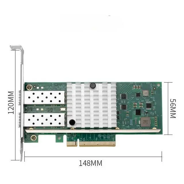 Alt view image 2 of 4 - PCI-E X8 10G Dual SFP+ Port Fiber Optic Network Card, X520-DA2 with Intel 82599 Chip Ethernet Adapter Server E10G42BF Support Windows Server/Linux/VMware
