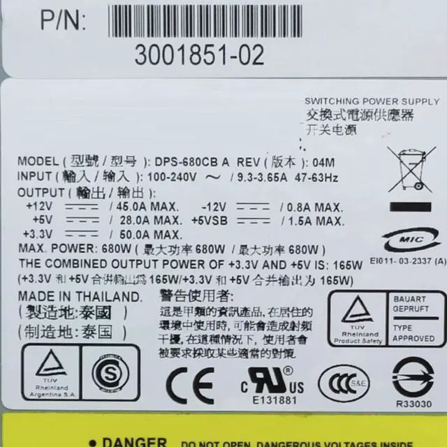 Alt view image 3 of 5 - 1pcs Original SUN V440 Server Power Supply 300-1851 300-1501 DPS-680CB A