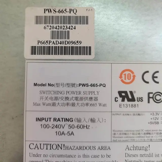 Alt view image 2 of 5 - PWS-665-PQ 665W Tower Workstation Industrial Equipment Power Supply