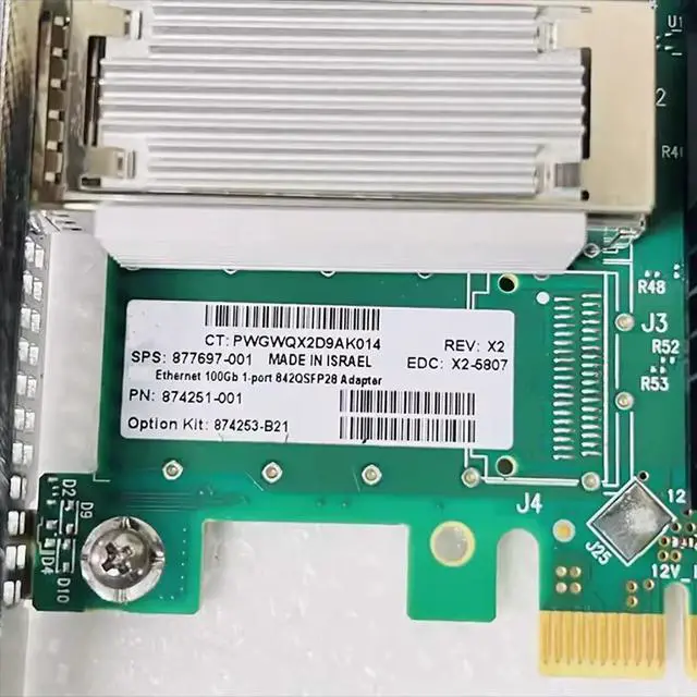 Alt view image 2 of 4 - NIC for Ethernet 100Gb network Card 842QSFP28 877697-001 874253 874253-B21