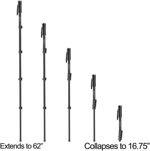 Alt view image 6 of 6 - Acuvar 62' Inch Monopod with Integrated Safety Strap and 4 Section Extending Pole for All Digital Cameras, DSLR, Mirrorless, Compact Cameras, Camcorders & Cell Phones