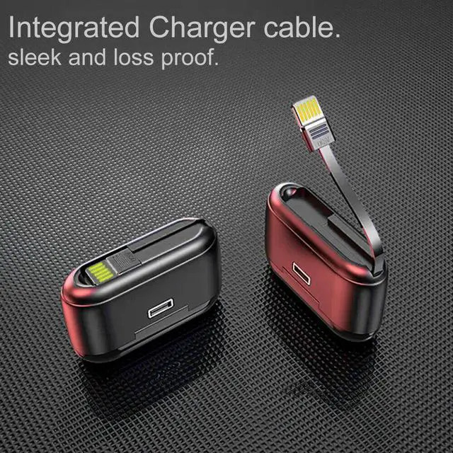 Alt view image 3 of 7 - Acuvar Fully Wireless Bluetooth 5.1 Rechargeable IPX4 Waterproof Earbud Headphones with Microphone, 3500mAh USB Power Bank Dock Charging Case Powerful Surround Stereo Bass and Passive Noise Cancelling