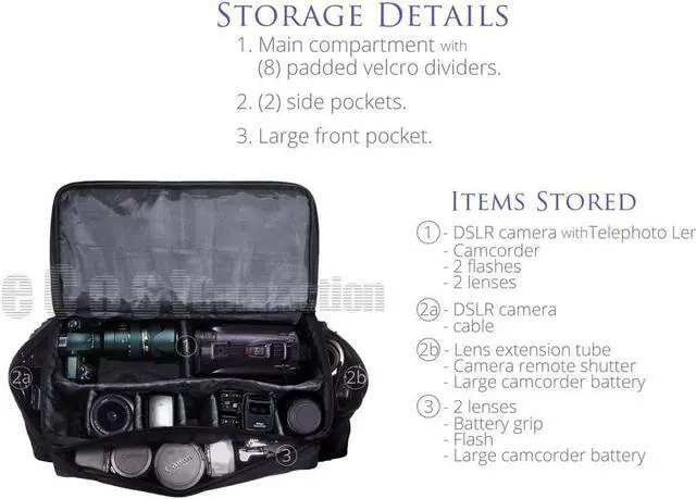 Alt view image 4 of 6 - Extra Large Soft Padded Camcorder Equipment Bag/Case for Canon XA10, XA20, XA25, XH-G1s, XL2 and More Cameras and DSLR