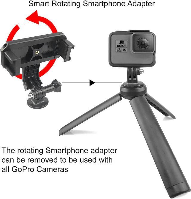 Alt view image 4 of 7 - Acuvar Selfie Stick Tripod Vlogging Kit for All Smartphones iPhone, Android w/LED Light, Rotating Phone Holder, Microphone, Bluetooth Remote, Hard Case for Live Stream, YouTube, Instagram TikTok