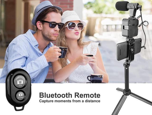 Alt view image 6 of 7 - Acuvar Selfie Stick Tripod Vlogging Kit for All Smartphones iPhone, Android w/LED Light, Rotating Phone Holder, Microphone, Bluetooth Remote, Hard Case for Live Stream, YouTube, Instagram TikTok