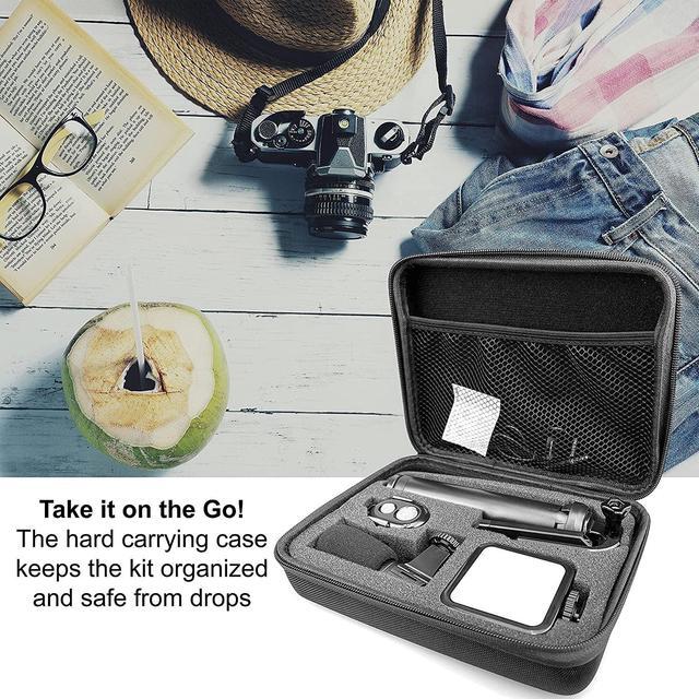 Alt view image 7 of 7 - Acuvar Selfie Stick Tripod Vlogging Kit for All Smartphones iPhone, Android w/LED Light, Rotating Phone Holder, Microphone, Bluetooth Remote, Hard Case for Live Stream, YouTube, Instagram TikTok