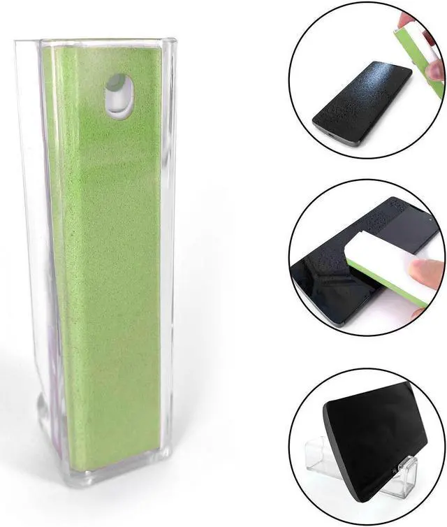 Main image of Acuvar All in One Screen Cleaning Spray with Microfiber and Phone Stand. Cleans and Removes Oil and Dirt from Smartphones, Tablets, LCD, LED Laptop, TV Screens, and More Green