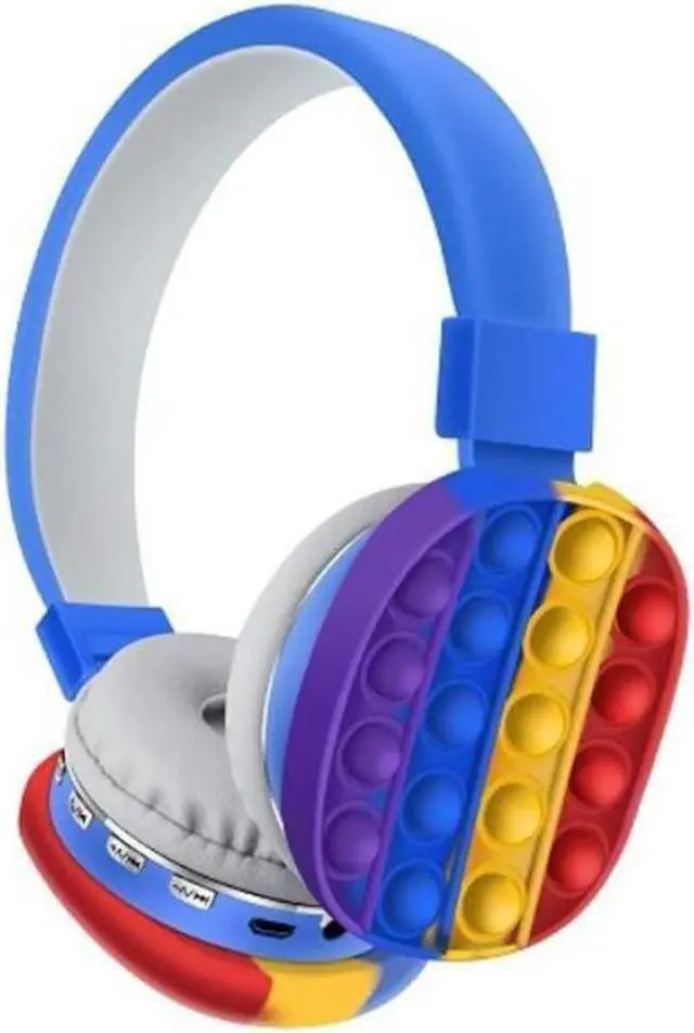 Main image of Acuvar Wireless or Wired Bluetooth 5.2 Rechargeable Over The Ear Headphones with Silicone Fidget Pop It Headphones Bubbles Microphone, Powerful Surround Stereo Bass and Passive Noise Cancelling