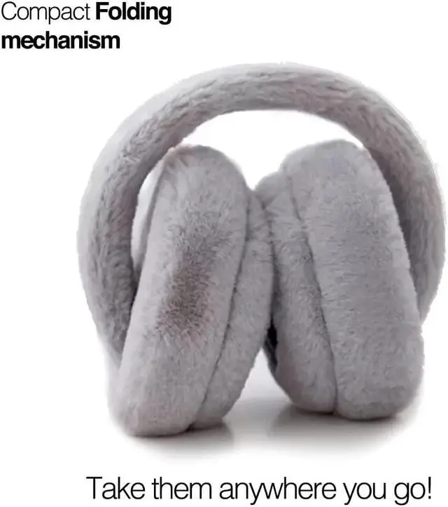 Alt view image 2 of 4 - Acuvar Wireless Bluetooth 5.0 Rechargeable Over The Ear Headphone Earmuffs with Extra Soft and Warm Fabric, Microphone, Powerful Surround Stereo Bass and Passive Noise Cancelling Gray