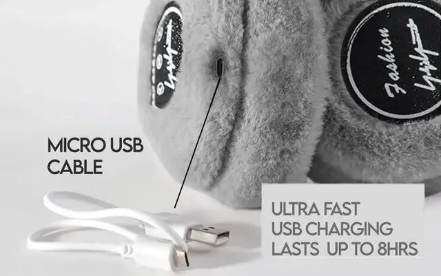 Alt view image 3 of 4 - Acuvar Wireless Bluetooth 5.0 Rechargeable Over The Ear Headphone Earmuffs with Extra Soft and Warm Fabric, Microphone, Powerful Surround Stereo Bass and Passive Noise Cancelling Gray