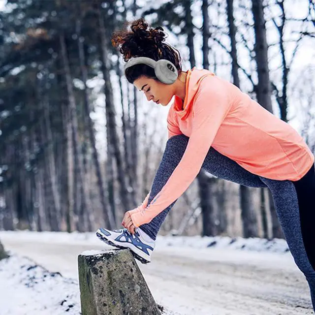 Alt view image 4 of 4 - Acuvar Wireless Bluetooth 5.0 Rechargeable Over The Ear Headphone Earmuffs with Extra Soft and Warm Fabric, Microphone, Powerful Surround Stereo Bass and Passive Noise Cancelling Gray