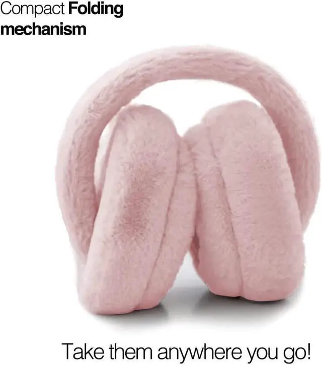 Alt view image 2 of 4 - Acuvar Wireless Bluetooth 5.0 Rechargeable Over The Ear Headphone Earmuffs with Extra Soft and Warm Fabric, Microphone, Powerful Surround Stereo Bass and Passive Noise Cancelling Pink