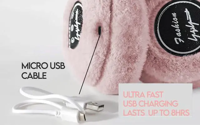 Alt view image 3 of 4 - Acuvar Wireless Bluetooth 5.0 Rechargeable Over The Ear Headphone Earmuffs with Extra Soft and Warm Fabric, Microphone, Powerful Surround Stereo Bass and Passive Noise Cancelling Pink