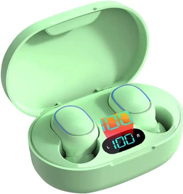 Main image of Acuvar Fully Wireless Bluetooth 5.0 Rechargeable iPX4 Water & Sweat Proof Earbud Headphones w Microphone, Touch Controls, Smart LCD Charging Case, 3D Stereo Bass and Noise Cancelling Green