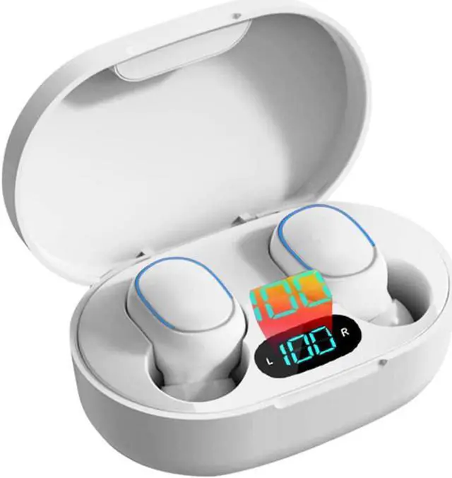 Main image of Acuvar Fully Wireless Bluetooth 5.0 Rechargeable iPX4 Water & Sweat Proof Earbud Headphones w Microphone, Touch Controls, Smart LCD Charging Case, 3D Stereo Bass and Noise Cancelling White