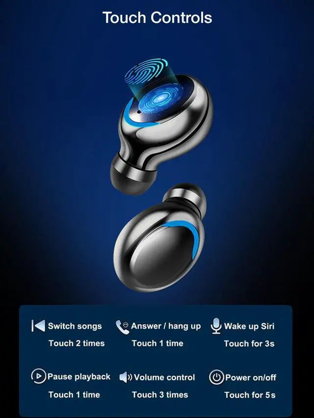 Alt view image 6 of 7 - Acuvar Fully Wireless Bluetooth 5.0 Rechargeable IPX7 Waterproof Earbud Headphones with Microphone, 1800mAh USB Smart Dual Charging Case Powerful Surround Stereo Bass and Passive Noise Cancelling Pink