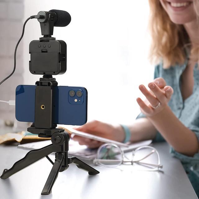 Alt view image 5 of 5 - Acuvar Vlogging Kit with Light and Microphone Pistol Grip Tripod |Studio LED Light, Professional Mini Portable Tripod Grip for Vlogging, TikTok, YouTube Videos | for Smart Phones, Cameras