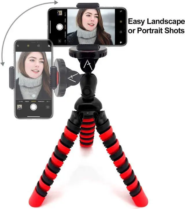 Alt view image 2 of 4 - Acuvar 12" Flexible Tripod Deluxe Vlogging Kit for iPhone, Android & Cameras, LED Light, Phone Holder, Gopro Mount, Bluetooth Remote & Screen Cleaner for Live Stream YouTube Instagram TikTok