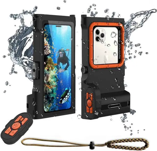 Main image of Acuvar New Updated BLUETOOTH REMOTE Extreme Waterproof Underwater Diving, Snorkel Phone Case Compatible with All iPhone (Max, Plus, S), Samsung, LG, Google, Android Up to 50Ft, 15M with Lanyard,