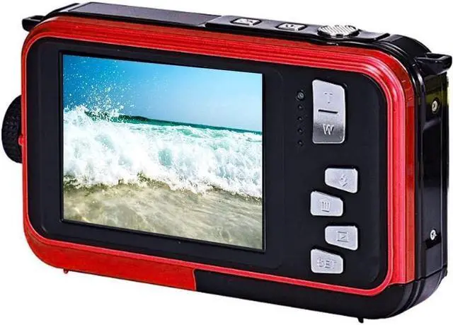 Alt view image 2 of 3 - Acuvar 48MP Megapixel Waterproof Dual Screen Full HD 1080P Digital Camera for Under Water Photo and Video Recording for Selfies with LED Flash Light for Adults and Kids Red