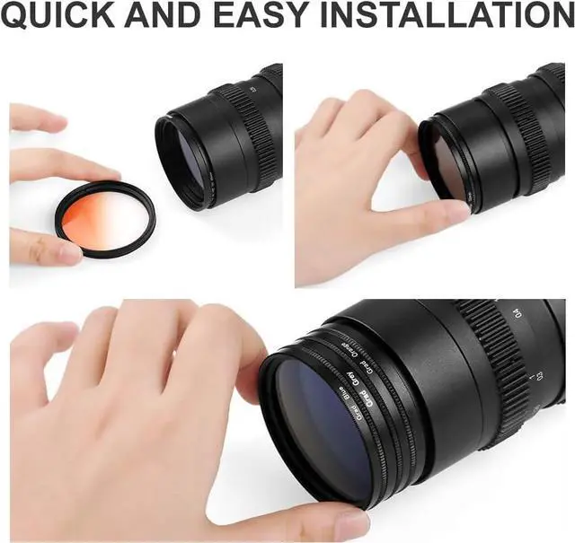 Alt view image 5 of 5 - Acuvar 52mm 6 Piece Full Graduated Color Lens Filter Kit Set with Orange, Yellow, Blue, Purple, Red, Grey Colors with Travel Case, Professional Grade for Canon Nikon Sony Pentax Olympus Fuji DSLR Lens