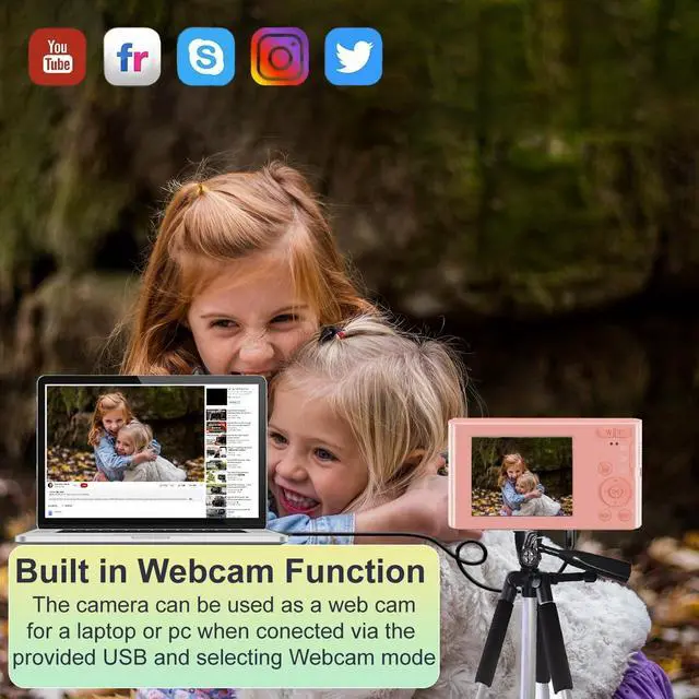 Alt view image 3 of 5 - Acuvar 44MP Compact Point and Shoot Digital Camera, 16X Digital Zoom, 2.4 Inch Screen & 32GB SD Card, Vlogging Camera for Kids Teens Students Boys Girls Seniors Pink