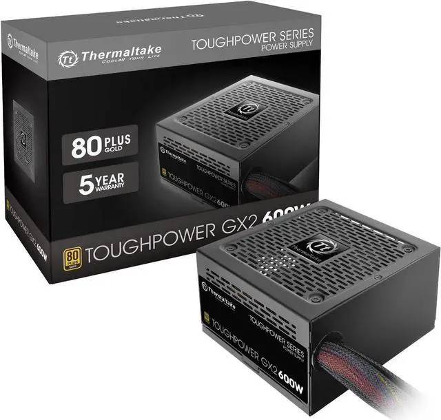 Main image of Thermaltake Toughpower GX2 80+ Gold 600W SLI/Crossfire Ready Continuous Power ATX 12V V2.4/EPS V2.92 Non Modular Power Supply 5 Year Warranty PS-TPD-0600NNFAGU-2