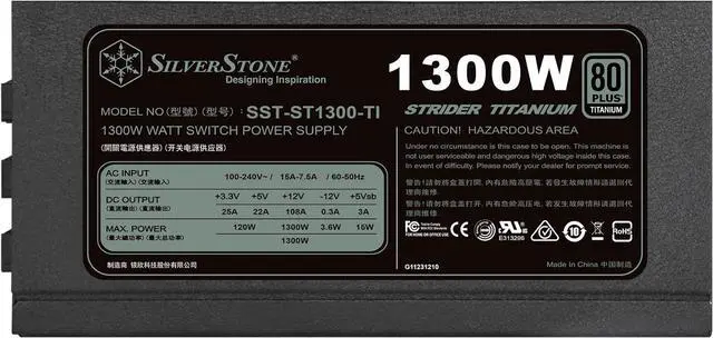 Alt view image 4 of 7 - SilverStone Technology ST1300-TI, 80 Plus Titanium 1300W Fully Modular ATX/PS2 Power Supply, SST-ST1300-TI-X