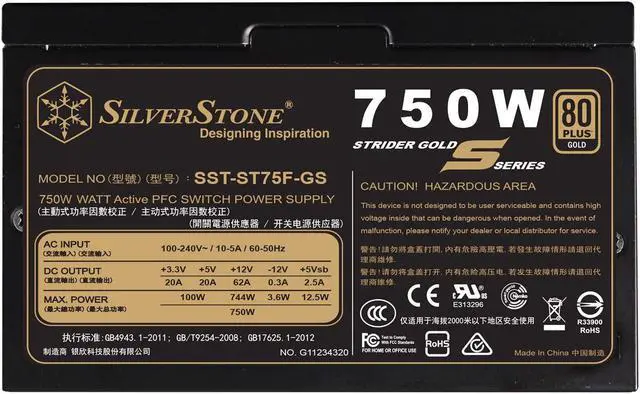 Main image of SilverStone Technology 750W Computer Power Supply PSU Fully Modular with 80 Plus Gold & 140mm Design Power Supply (SST-ST75F-GS-V3)