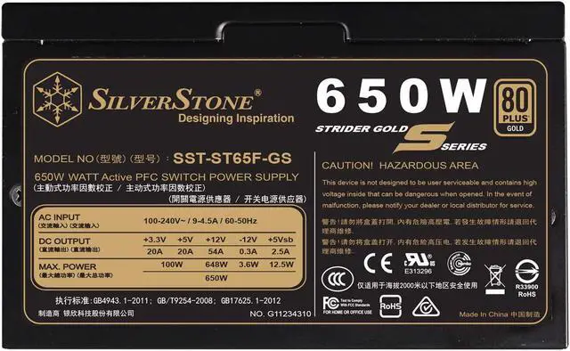 Main image of SilverStone Technology 650W Computer Power Supply PSU Fully Modular with 80 Plus Gold & 140mm Design Power Supply (SST-ST65F-GS)
